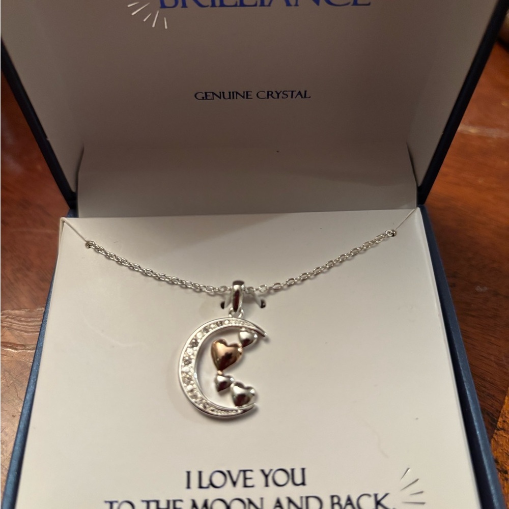 Brilliance I love you to the moon and back Crystal necklace new